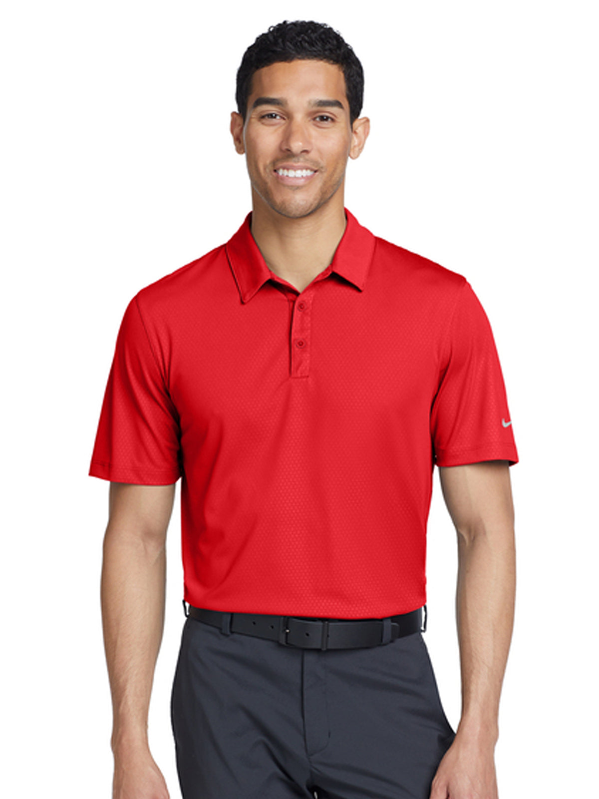 Men's Pocketless Embossed Tri-Blade Polo - 838964 - University Red