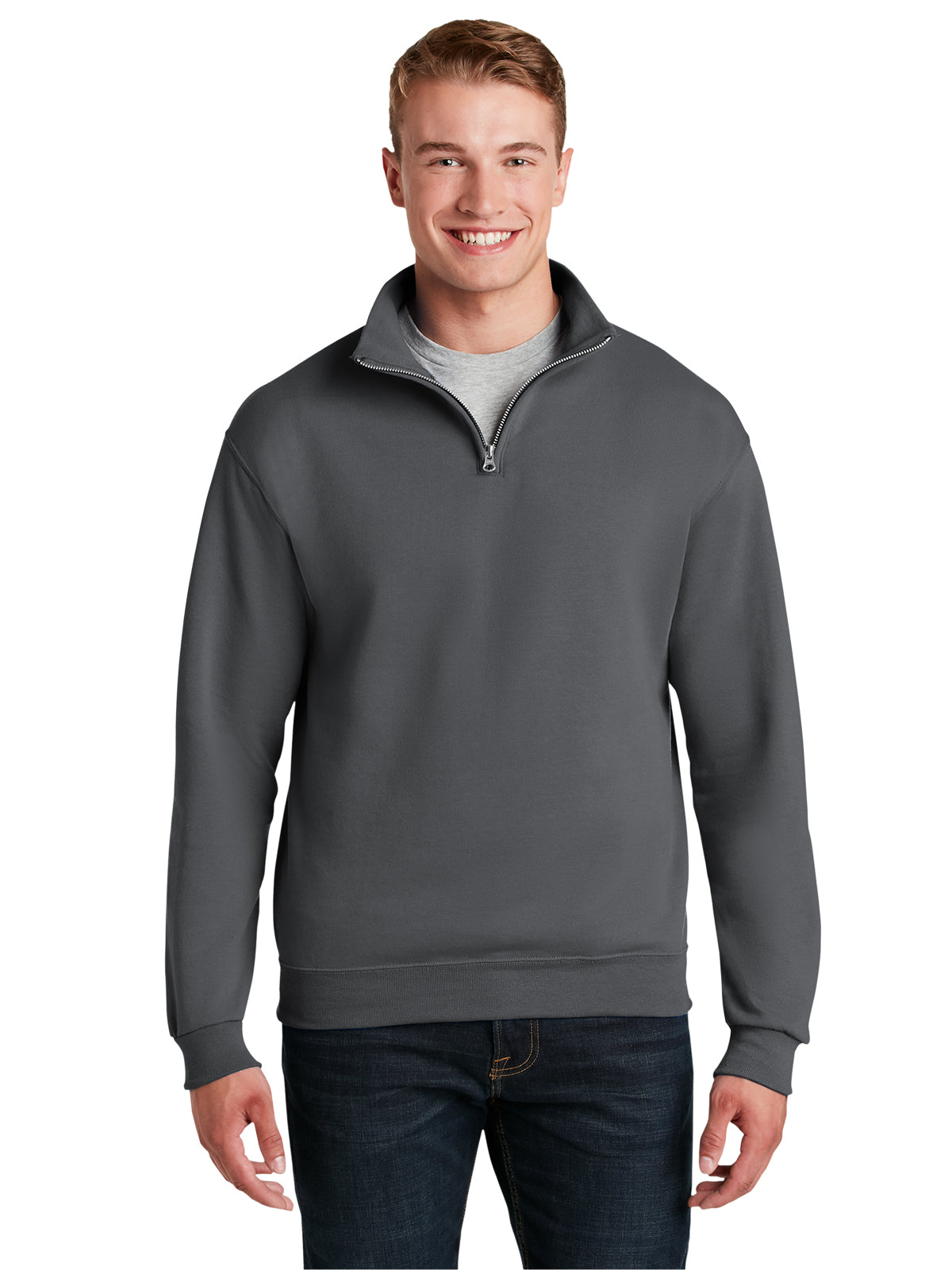 Men's Cadet Collar Sweatshirt - 995M - Charcoal Grey