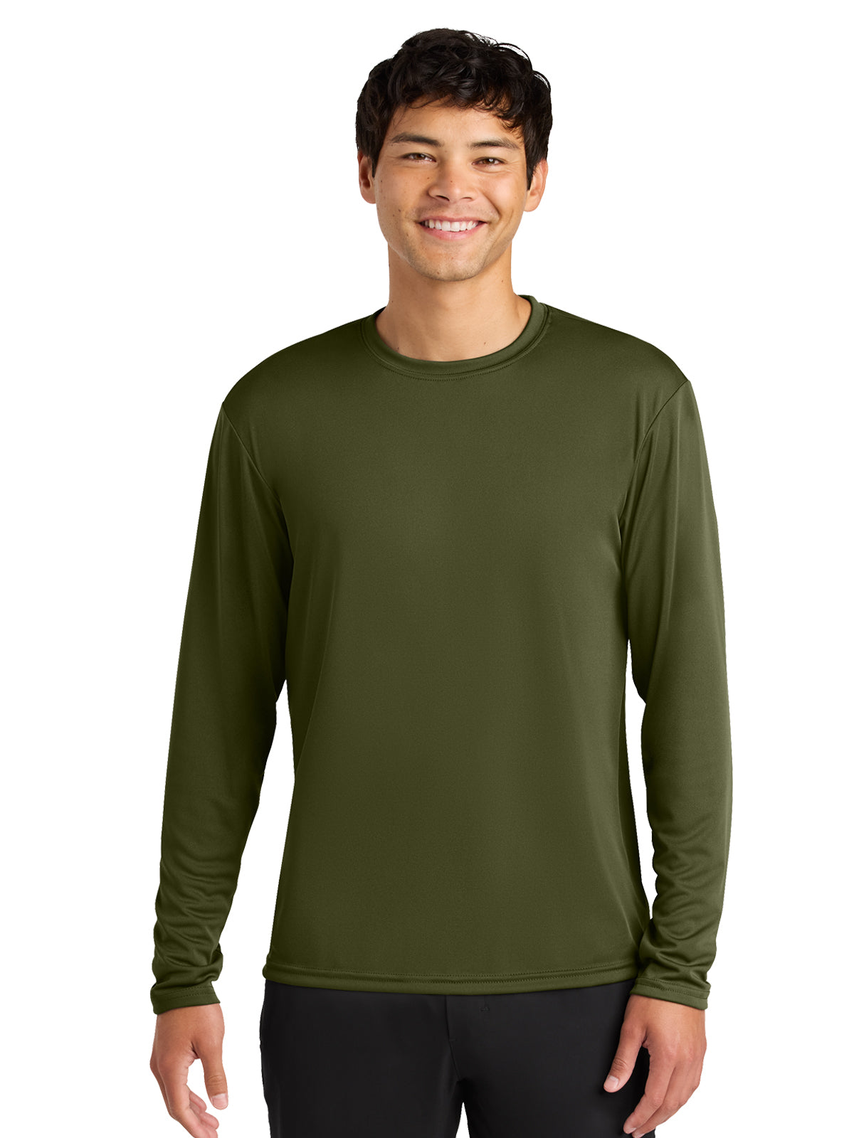 Men's Pocketless Cooling Performance Long Sleeve Tee - A4N3165 - Military Green