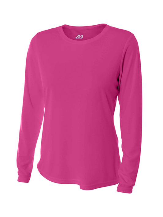 Women's Pocketless Cooling Performance Long Sleeve Tee - A4NW3002 - Fuchsia