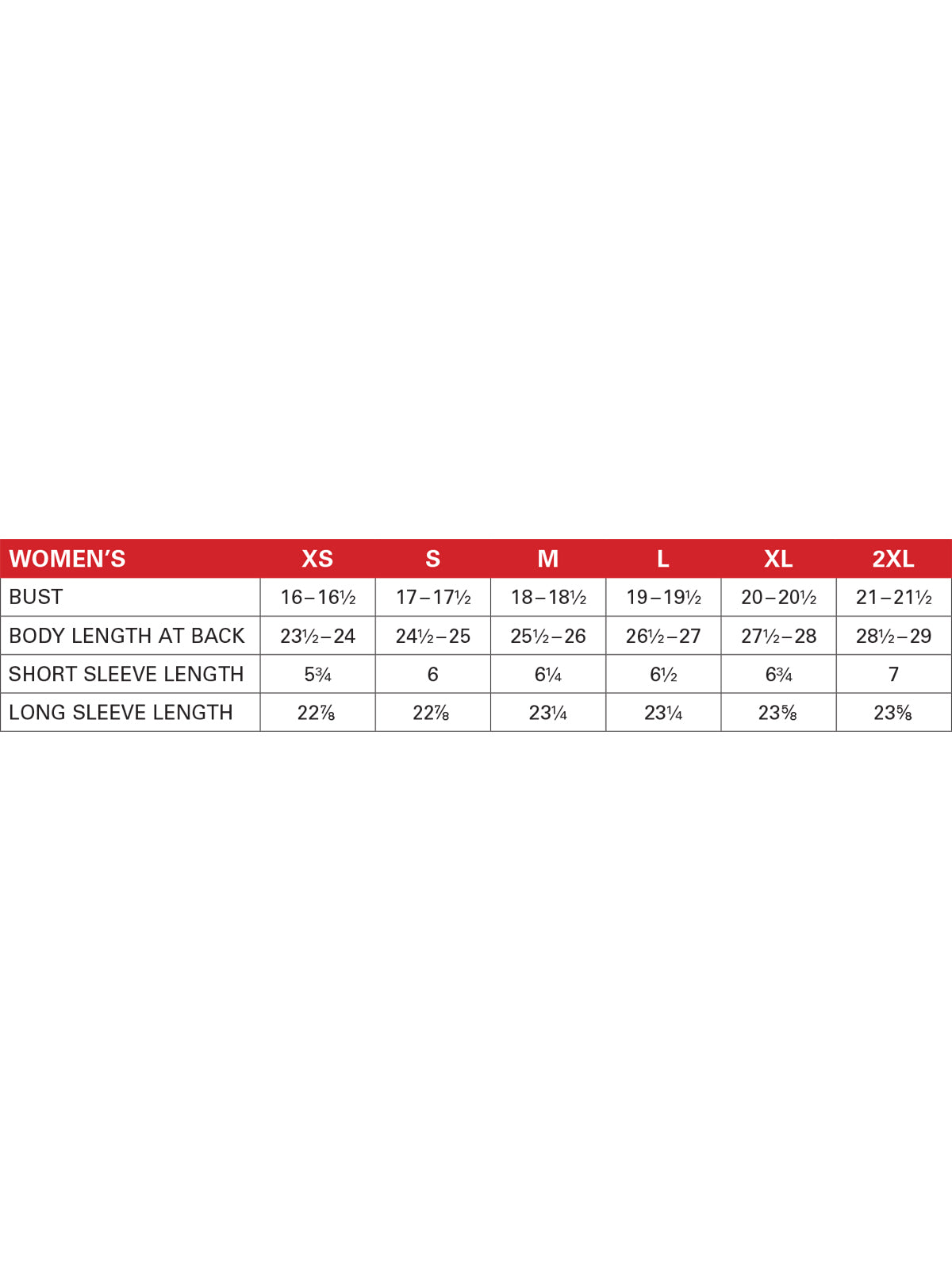 SIZECHART