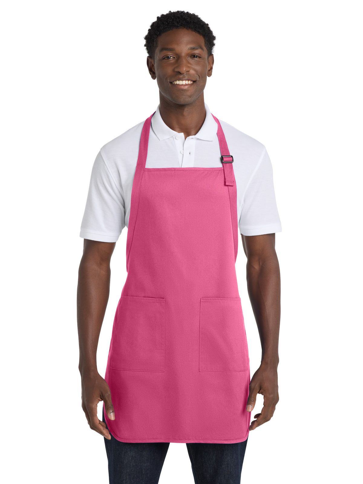 Unisex 2-Pocket Full-Length Apron - A500 - Awareness Pink