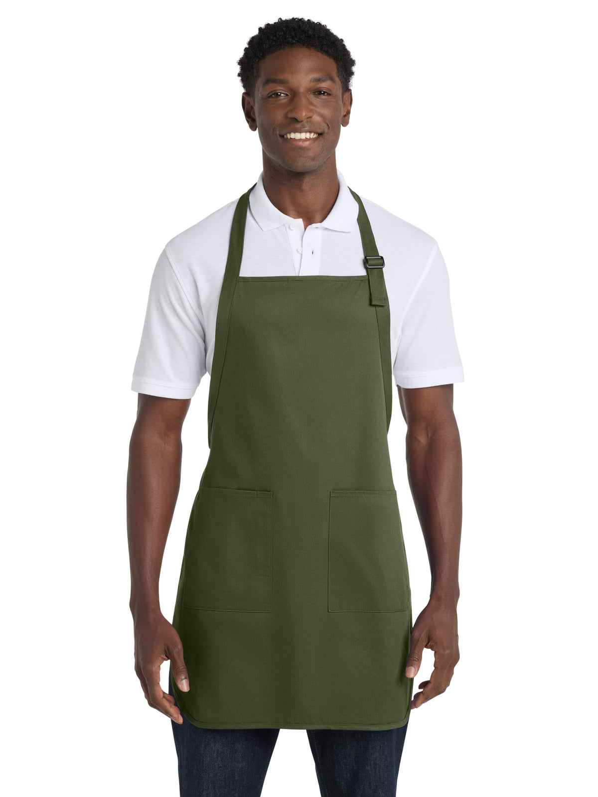 Unisex 2-Pocket Full-Length Apron - A500 - Olive Drab Green