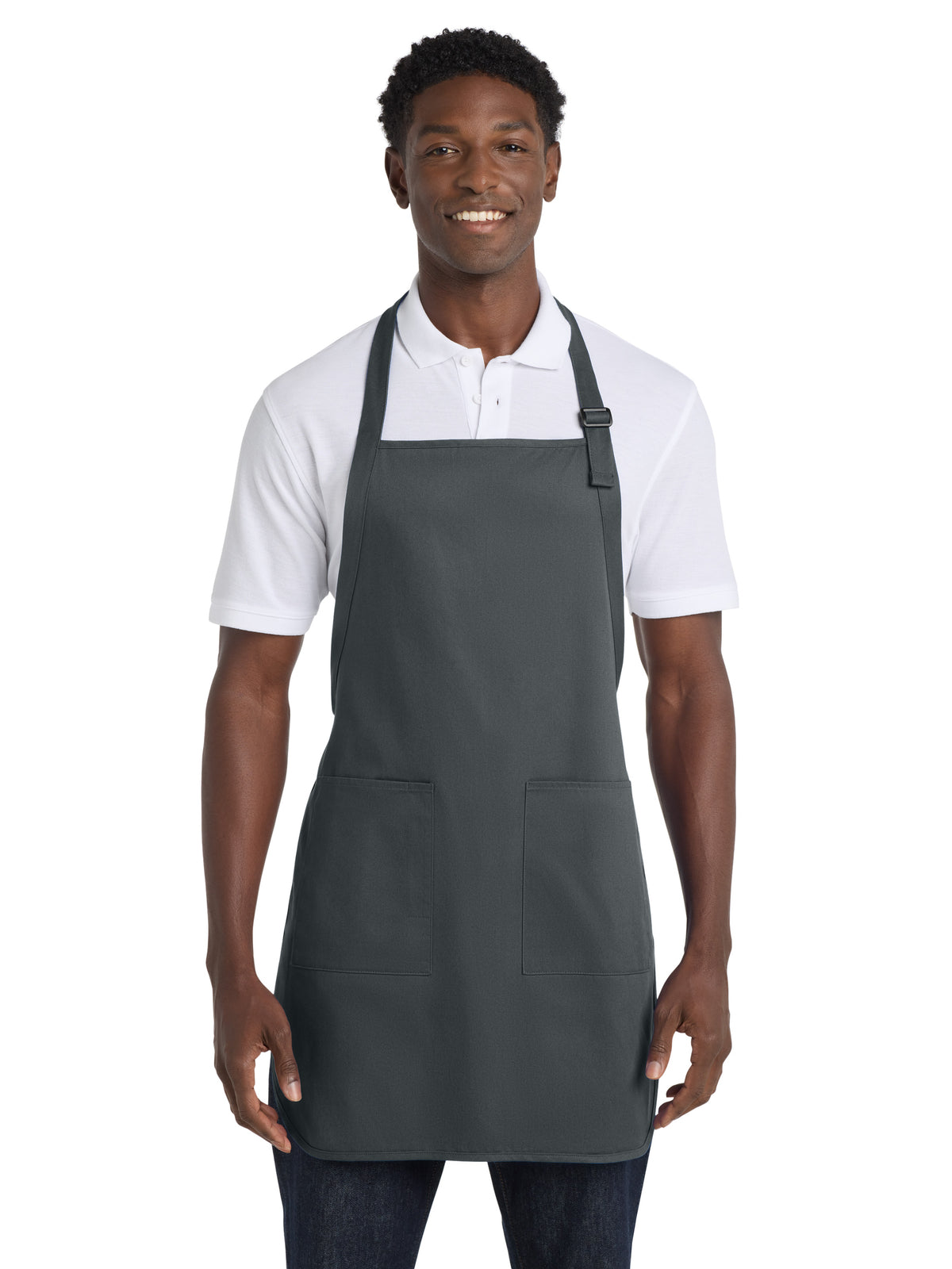 Unisex 2-Pocket Full-Length Apron - A500 - Storm Grey