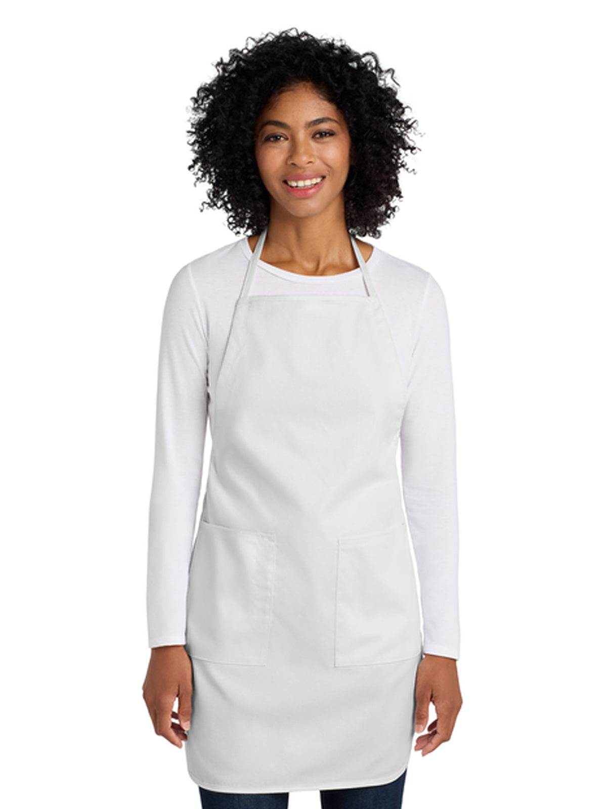 Women's Three-Pocket Full-Length Apron - A520 - White