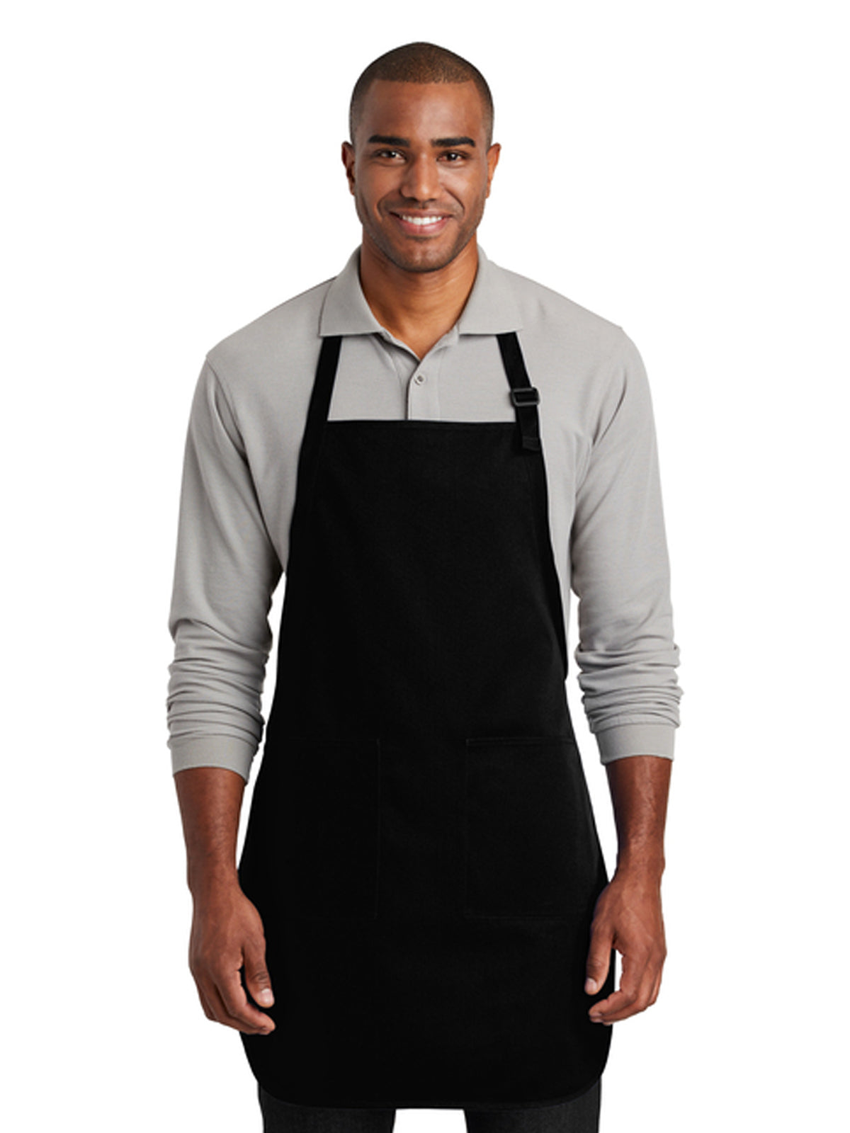 Unisex 2-Pocket Full-Length Bib Apron - A600 - Black