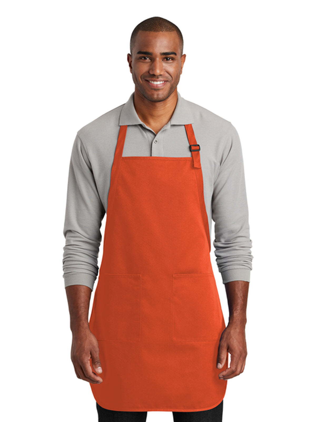Unisex 2-Pocket Full-Length Bib Apron - A600 - Orange
