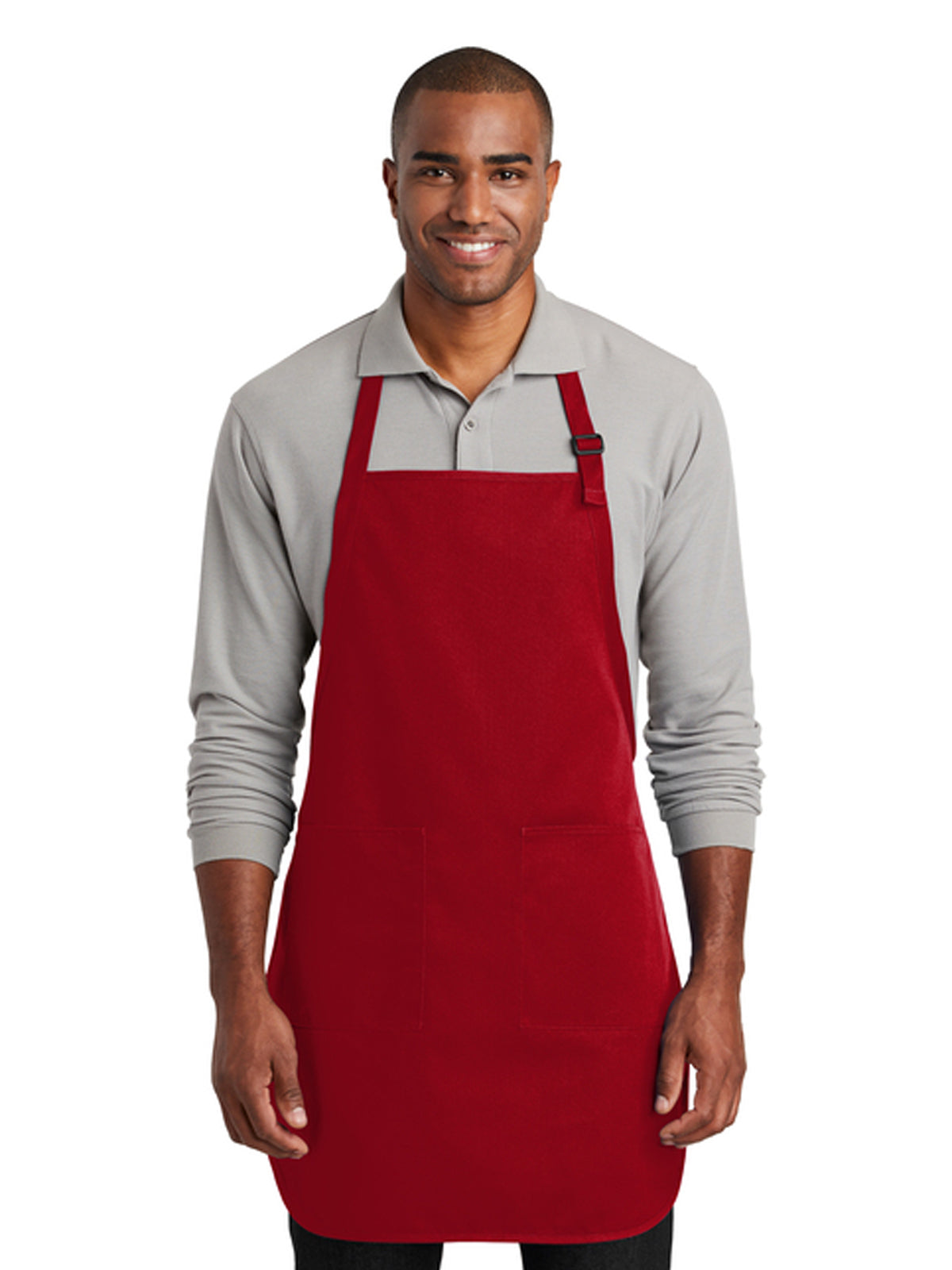 Unisex 2-Pocket Full-Length Bib Apron - A600 - Red