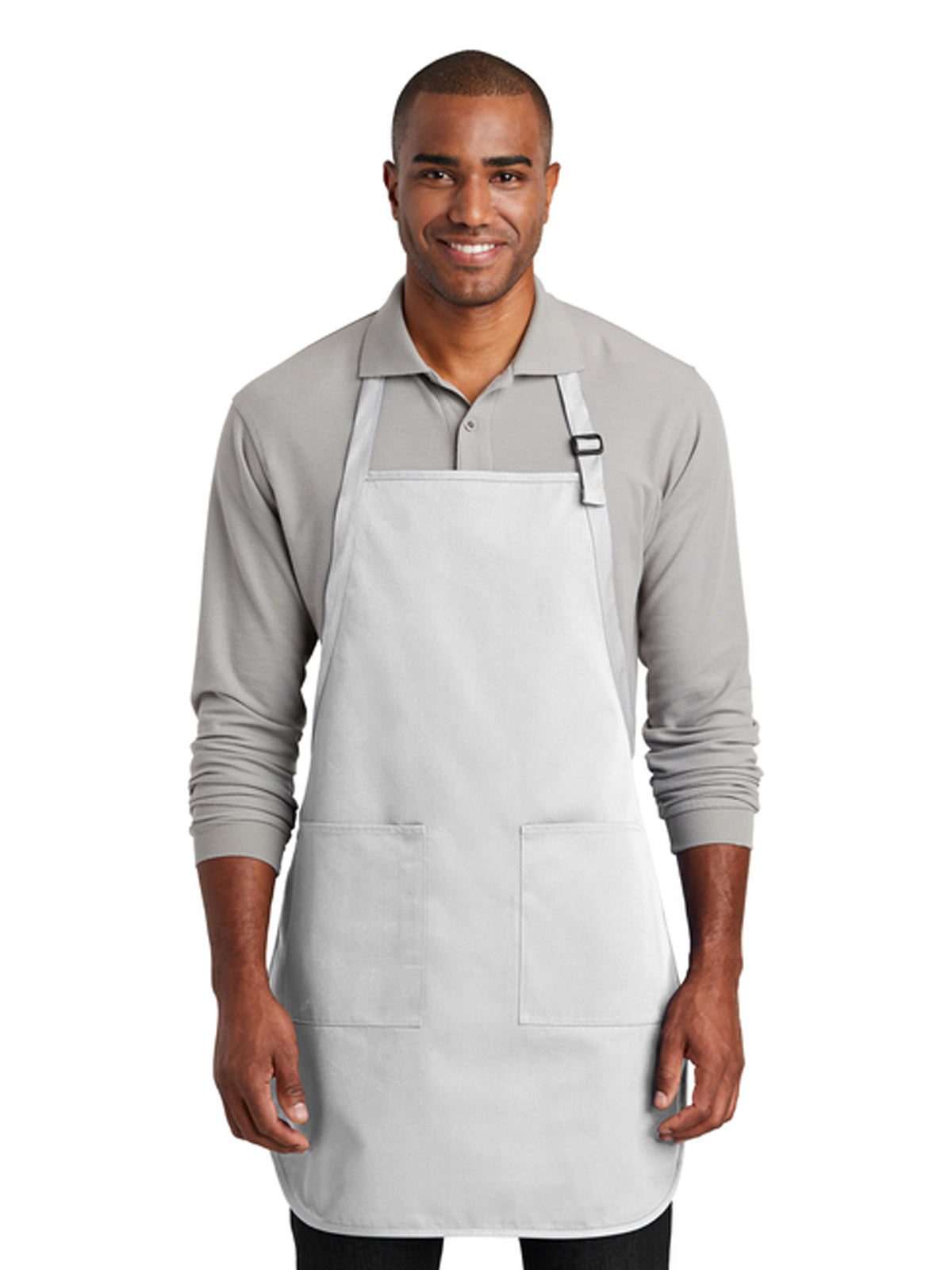 Unisex 2-Pocket Full-Length Bib Apron - A600 - White