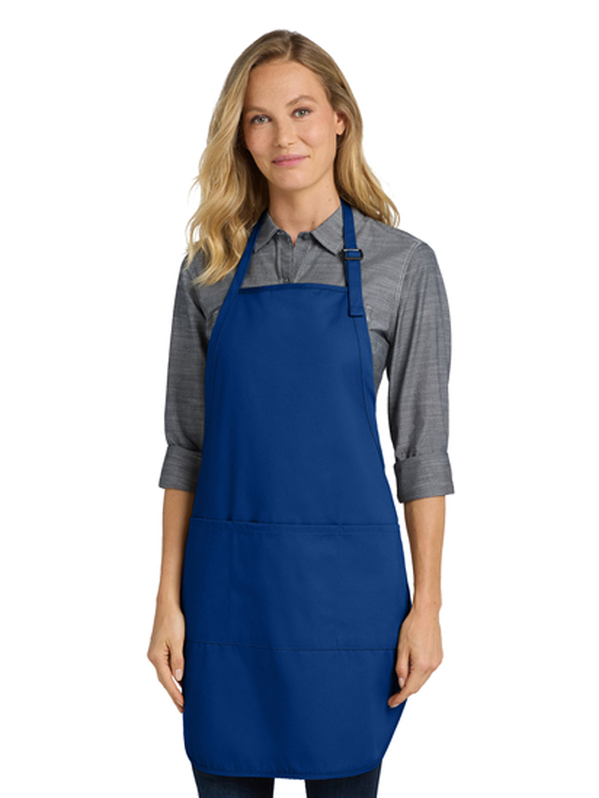 Women's Three-Pocket Easy Care with Stain Release Full Length Apron - A703 - Royal