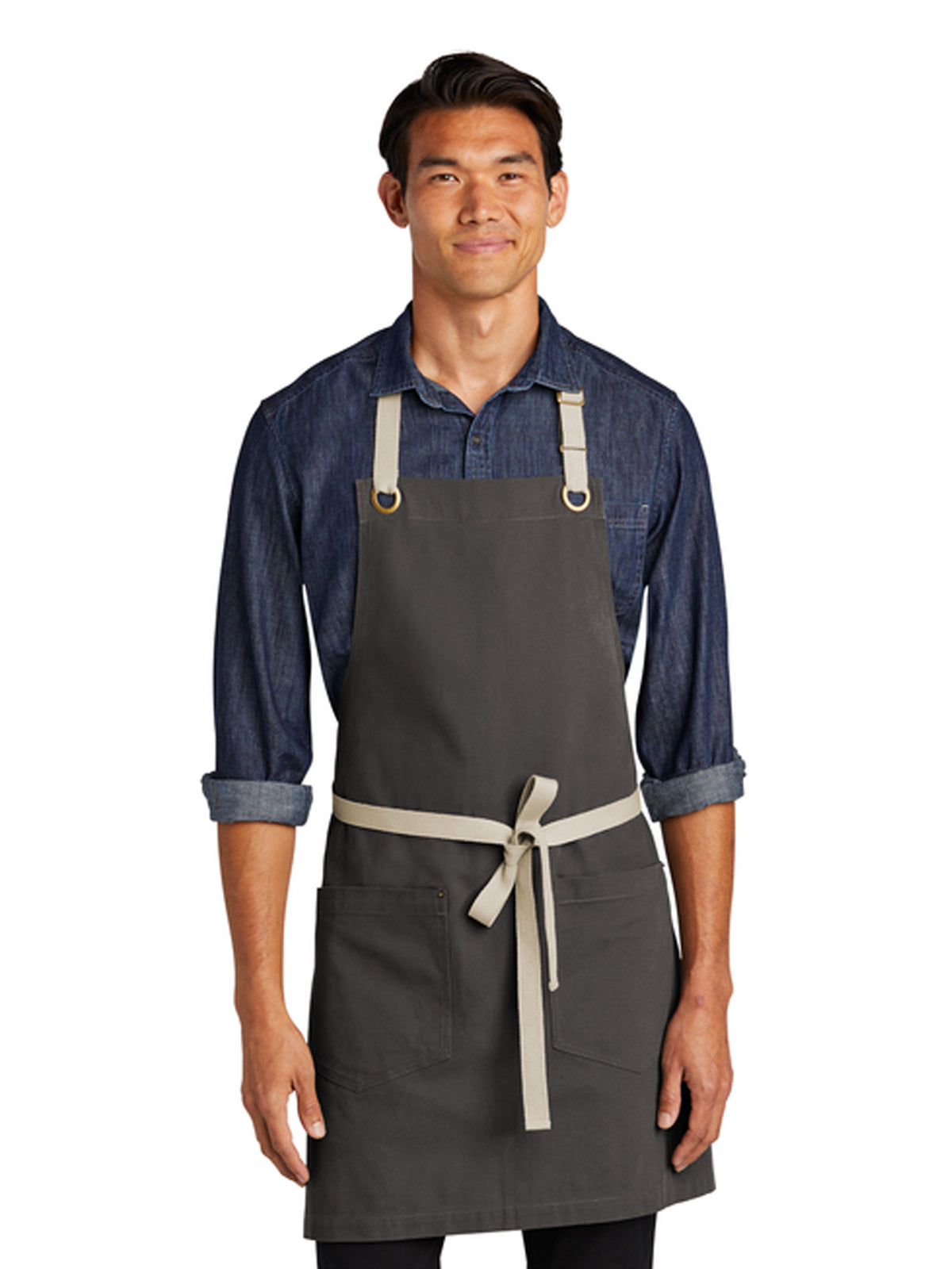 Unisex 2-Pocket Canvas Full-Length Apron - A815 - Magnet/ Stone