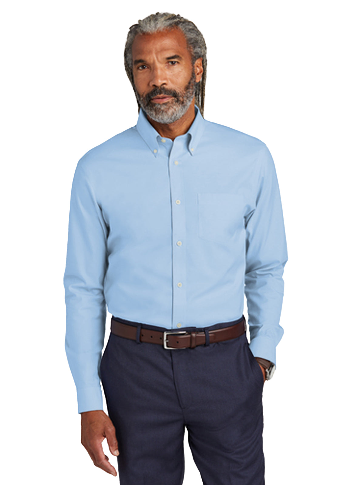 Men's 1-Pocket Stretch Pinpoint Shirt - BB18000 - Newport Blue