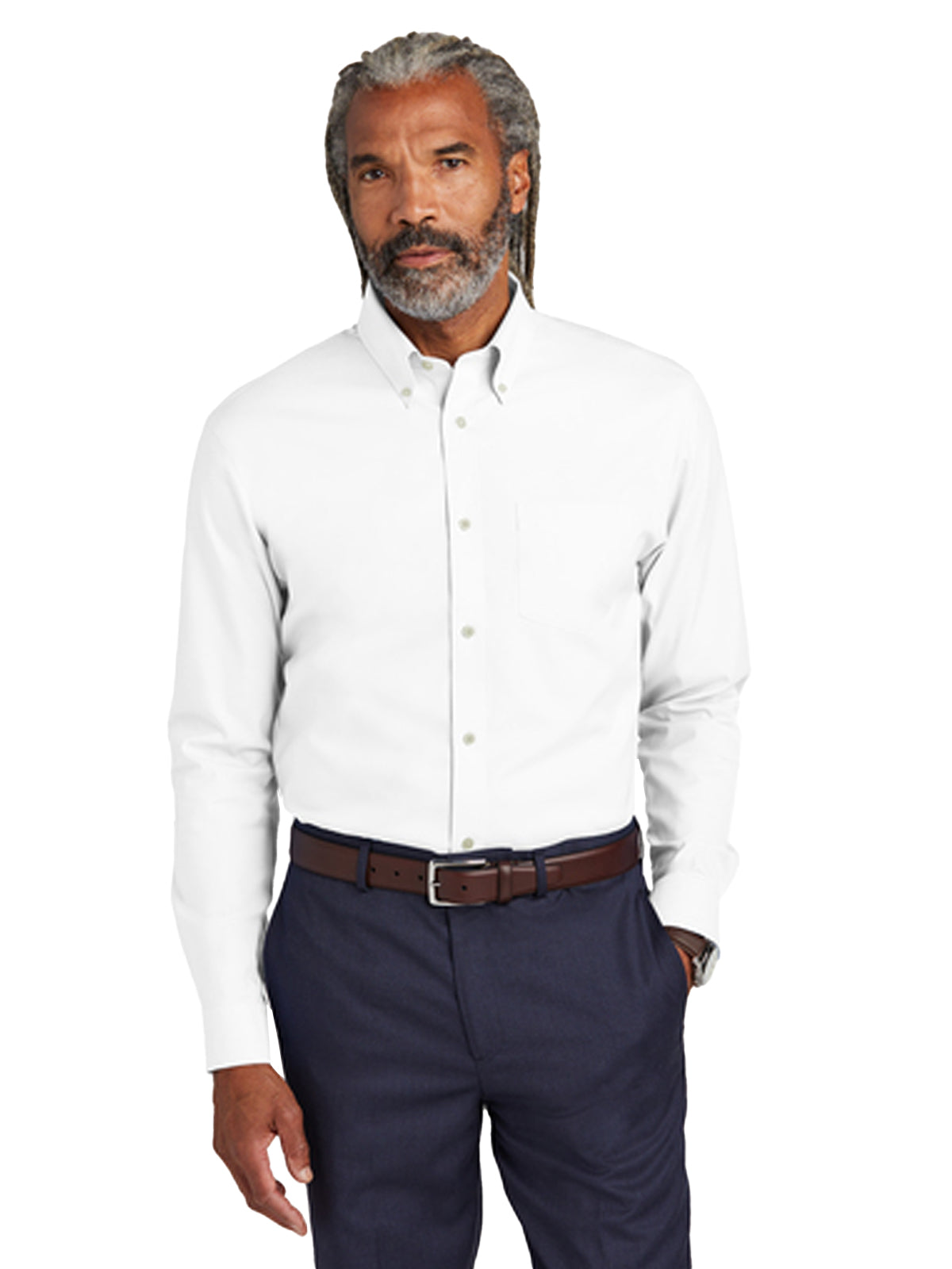 Men's 1-Pocket Stretch Pinpoint Shirt - BB18000 - White