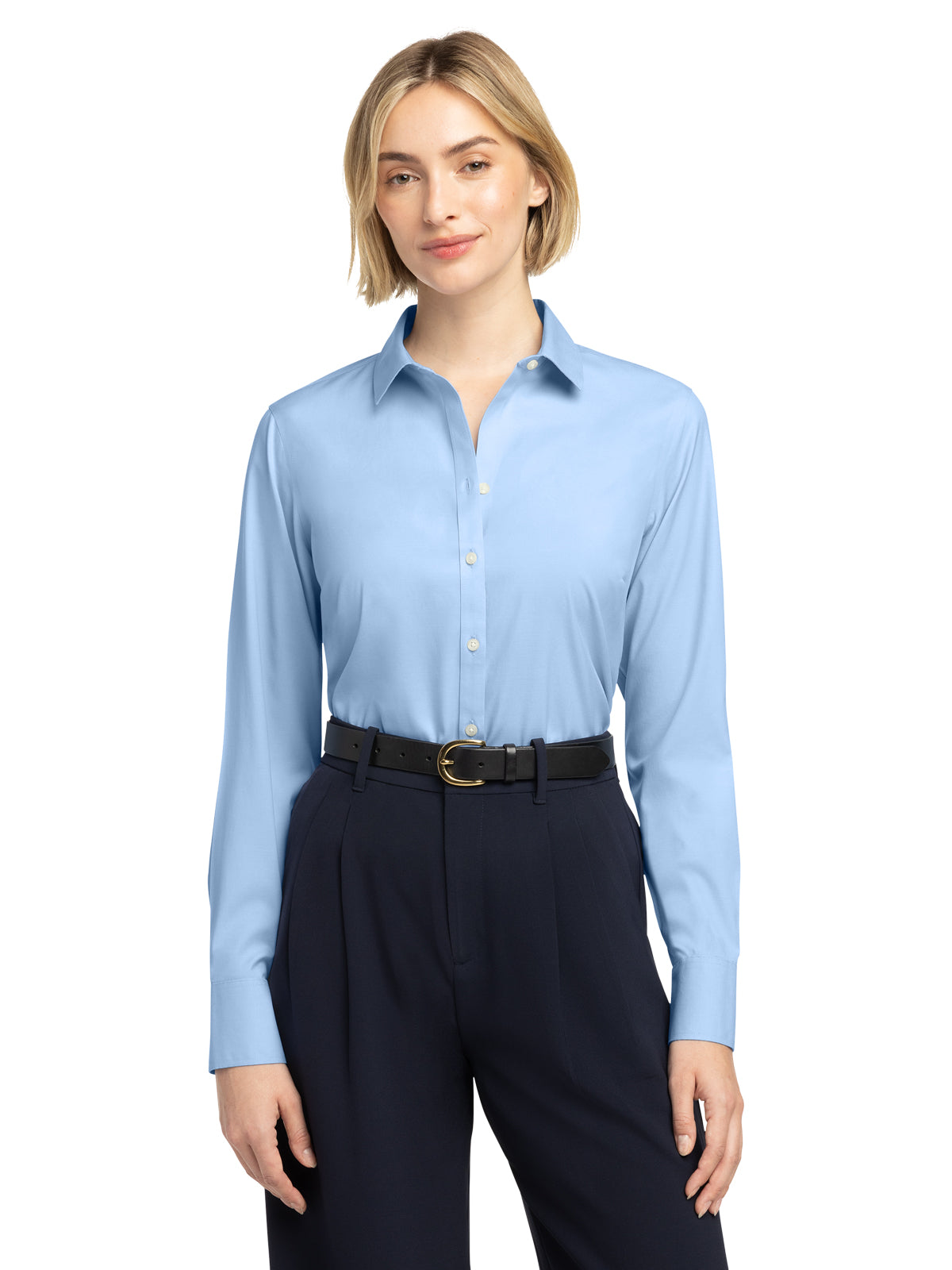 Women's Pocketless Stretch Pinpoint Shirt - BB18001 - Newport Blue