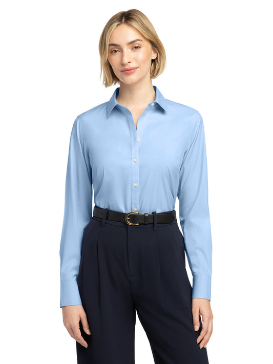 Women's Pocketless Stretch Pinpoint Shirt - BB18001 - Newport Blue