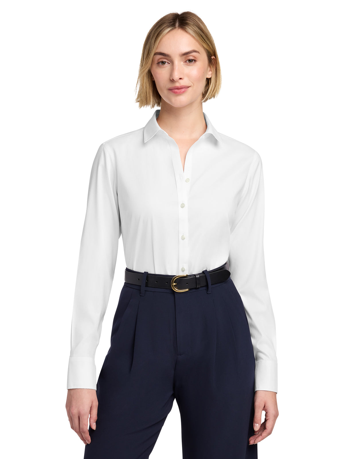 Women's Pocketless Stretch Pinpoint Shirt - BB18001 - White