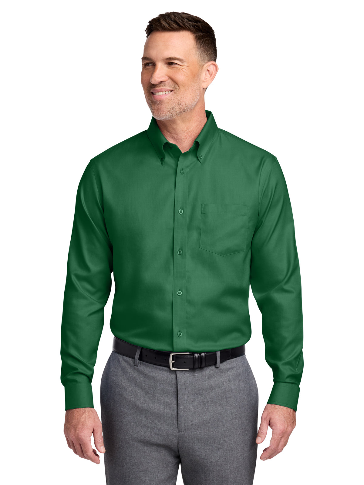 Men's 1-Pocket Stretch Nailhead Shirt - BB18002 - Club Green