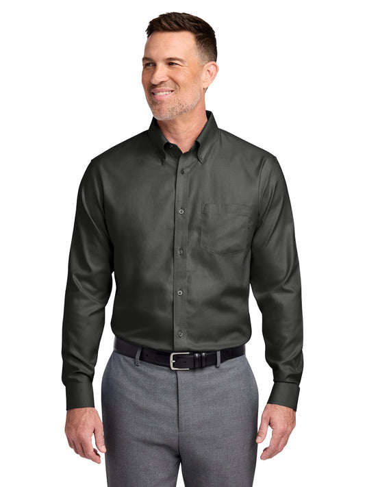 Men's 1-Pocket Stretch Nailhead Shirt - BB18002 - Deep Black