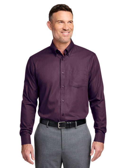 Men's 1-Pocket Stretch Nailhead Shirt - BB18002 - Navy Blazer/ Vintage Port