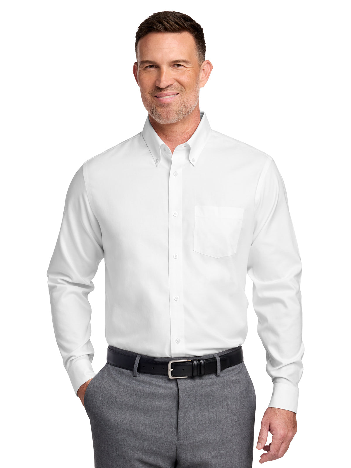 Men's 1-Pocket Stretch Nailhead Shirt - BB18002 - White