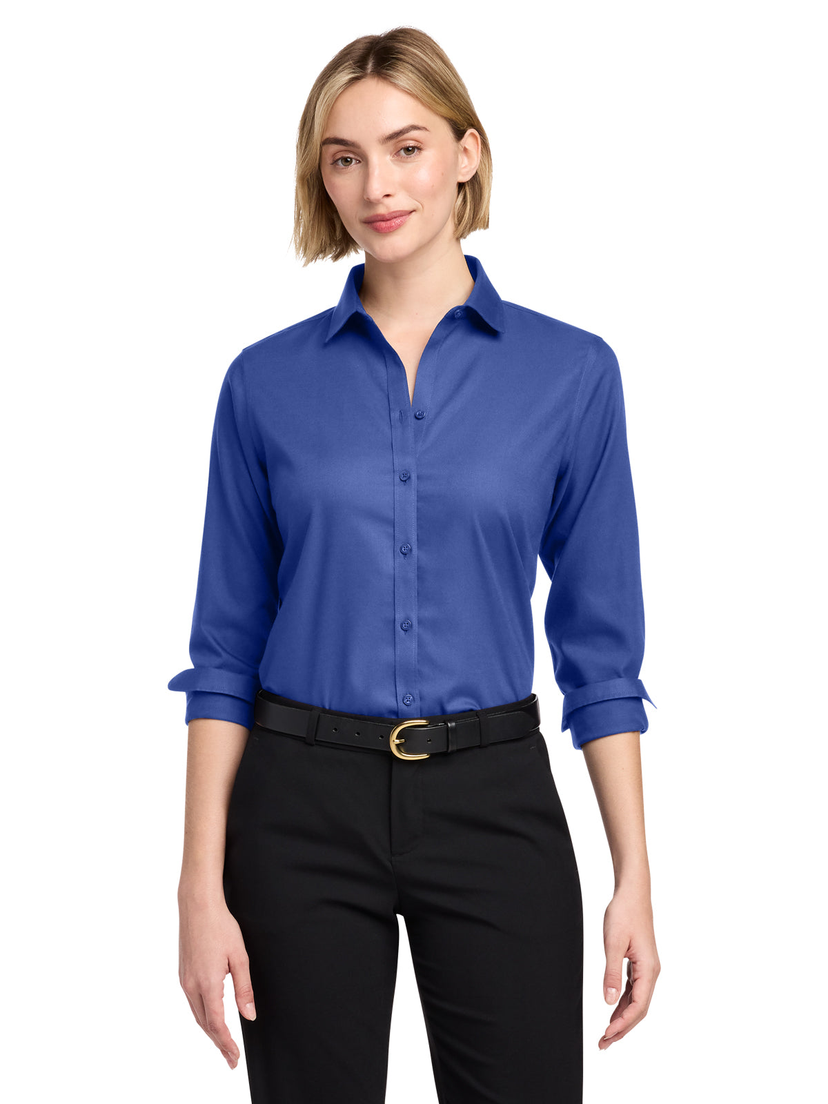 Women's Pocketless Stretch Nailhead Shirt - BB18003 - Cobalt Blue