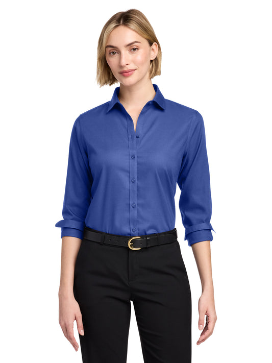 Women's Pocketless Stretch Nailhead Shirt - BB18003 - Cobalt Blue