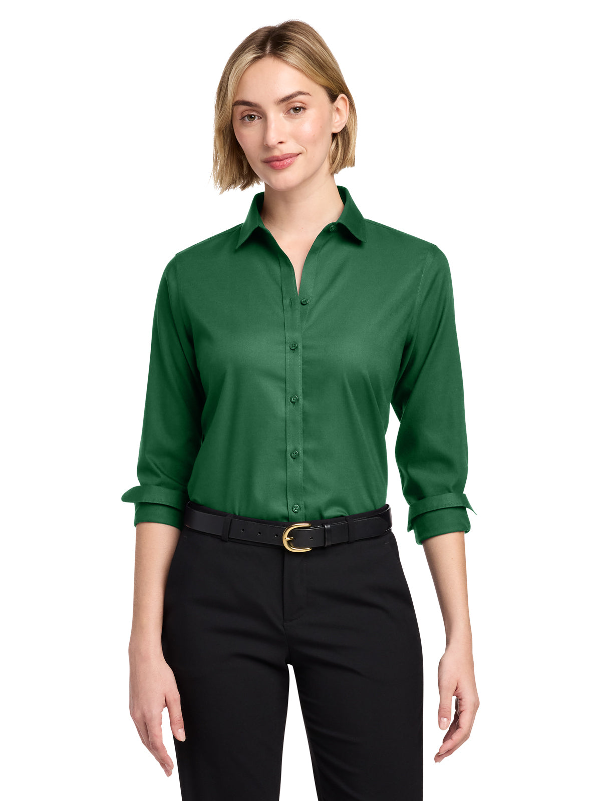 Women's Pocketless Stretch Nailhead Shirt - BB18003 - Club Green