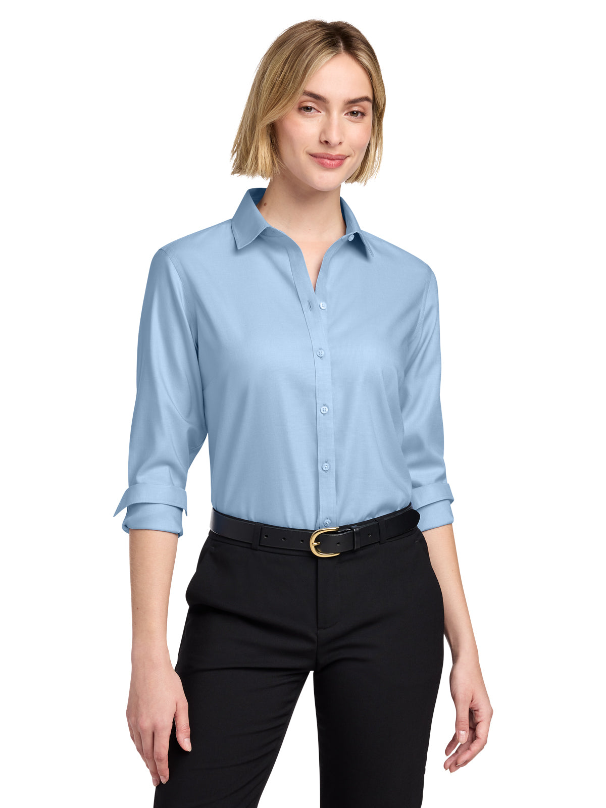 Women's Pocketless Stretch Nailhead Shirt - BB18003 - Newport Blue