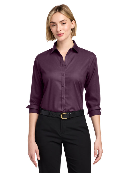 Women's Pocketless Stretch Nailhead Shirt - BB18003 - Navy Blazer/ Vintage Port