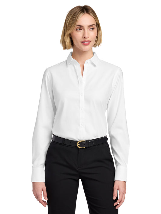 Women's Pocketless Stretch Nailhead Shirt - BB18003 - White