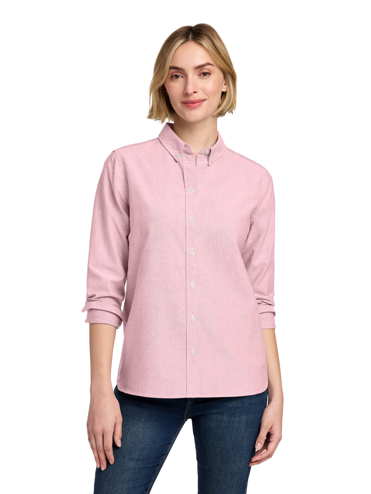 Women's Pocketless Oxford Cloth Shirt - BB18005 - Soft Pink