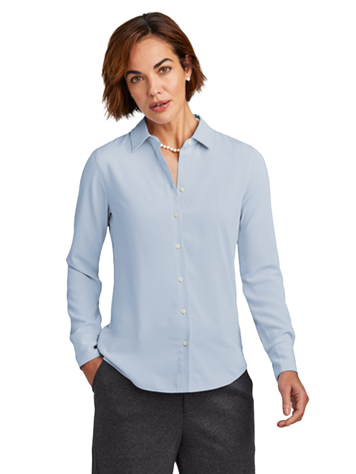 Women's Pocketless Full-Button Blouse - BB18007 - Heritage Blue