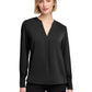 Women's Pocketless Open-Neck Blouse - BB18009 - Deep Black