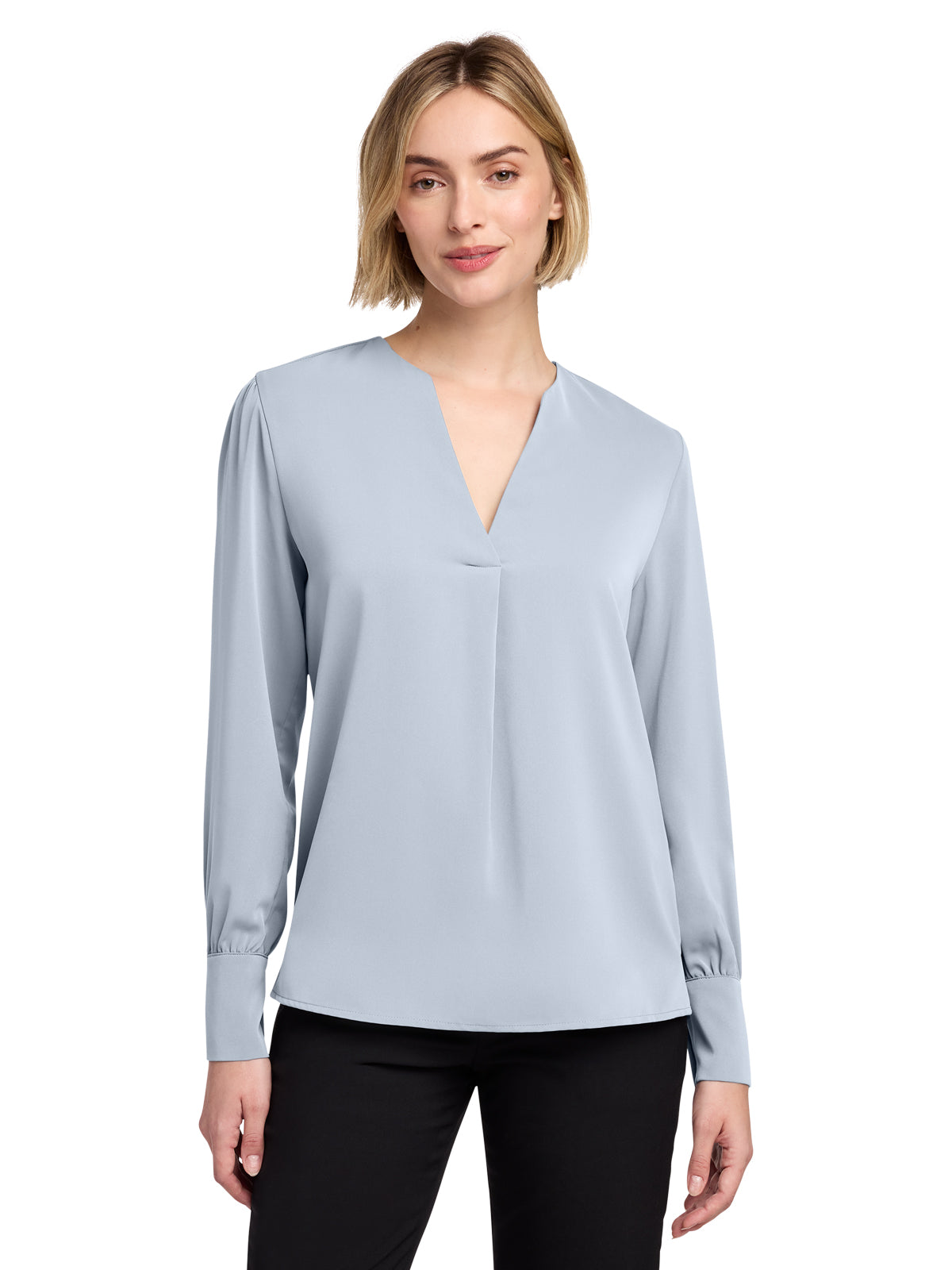 Women's Pocketless Open-Neck Blouse - BB18009 - Heritage Blue