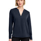 Women's Pocketless Open-Neck Blouse - BB18009 - Night Navy