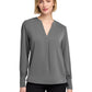 Women's Pocketless Open-Neck Blouse - BB18009 - Shadow Grey