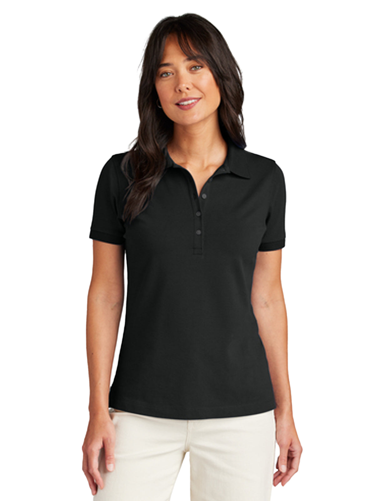 Women's Pocketless Pique Polo - BB18201 - Deep Black