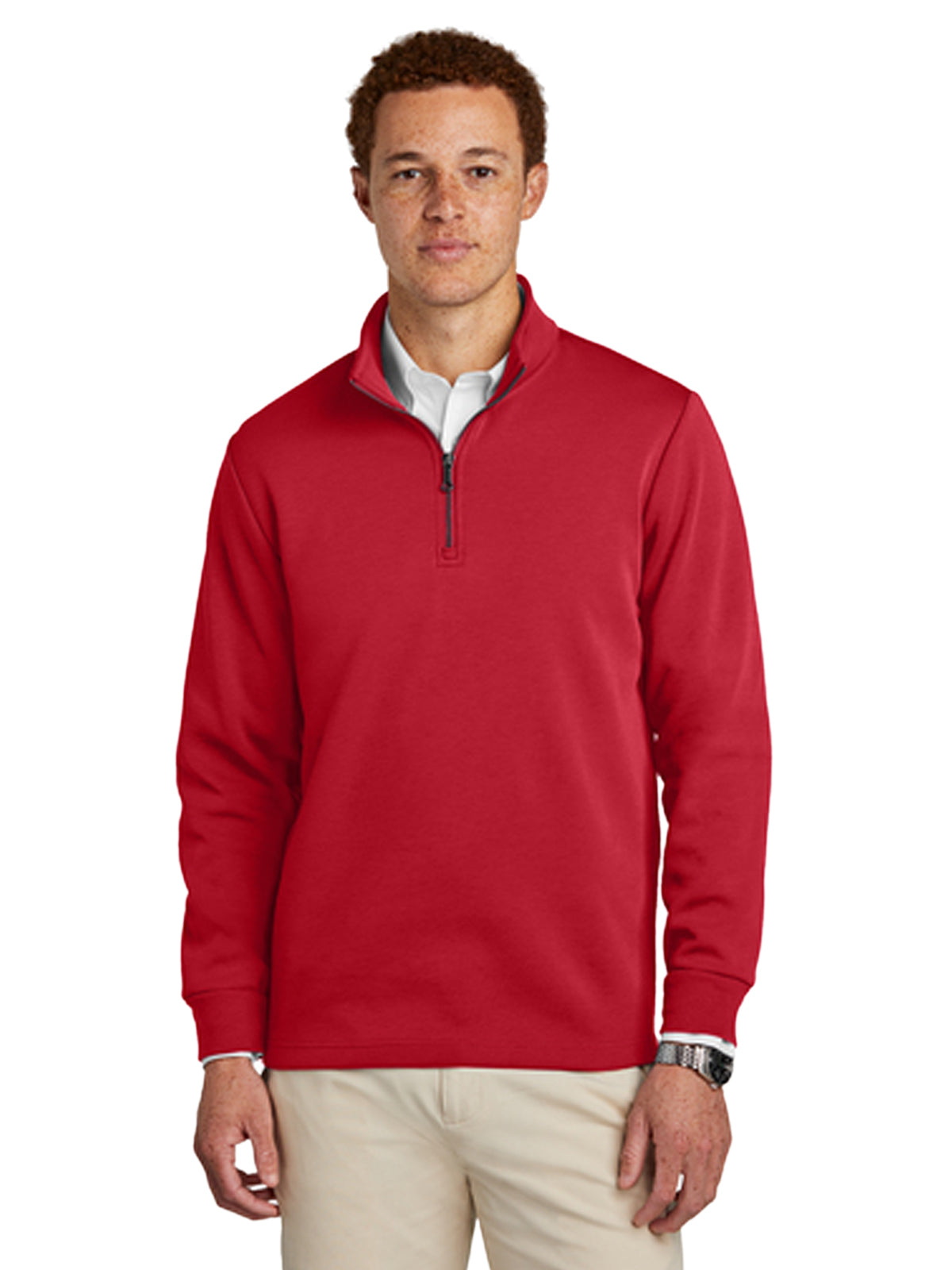 Men's Pocketless 1/4-Zip Sweatshirt - BB18206 - Rich Red