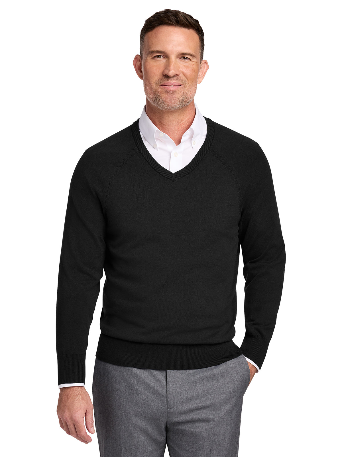 Men's Pocketless V-Neck Sweater - BB18400 - Deep Black