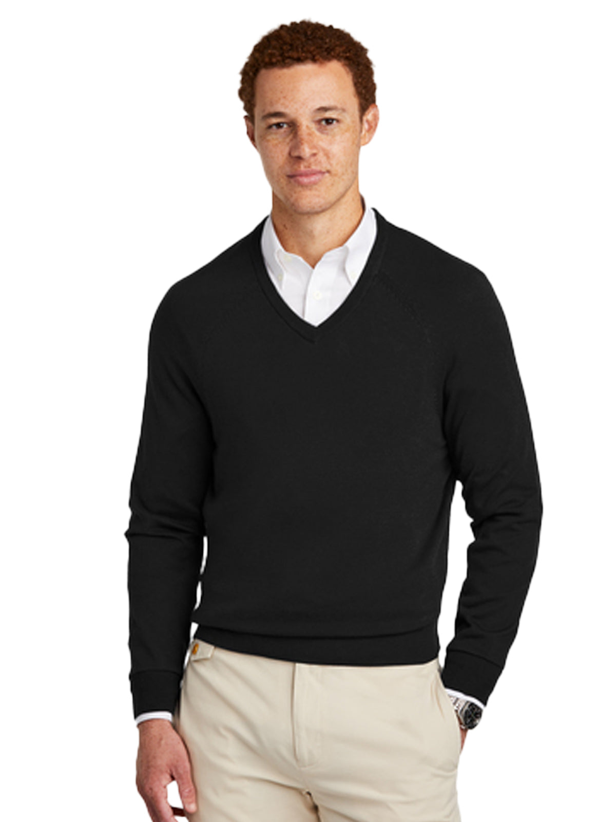 Men's Pocketless V-Neck Sweater - BB18400 - Deep Black