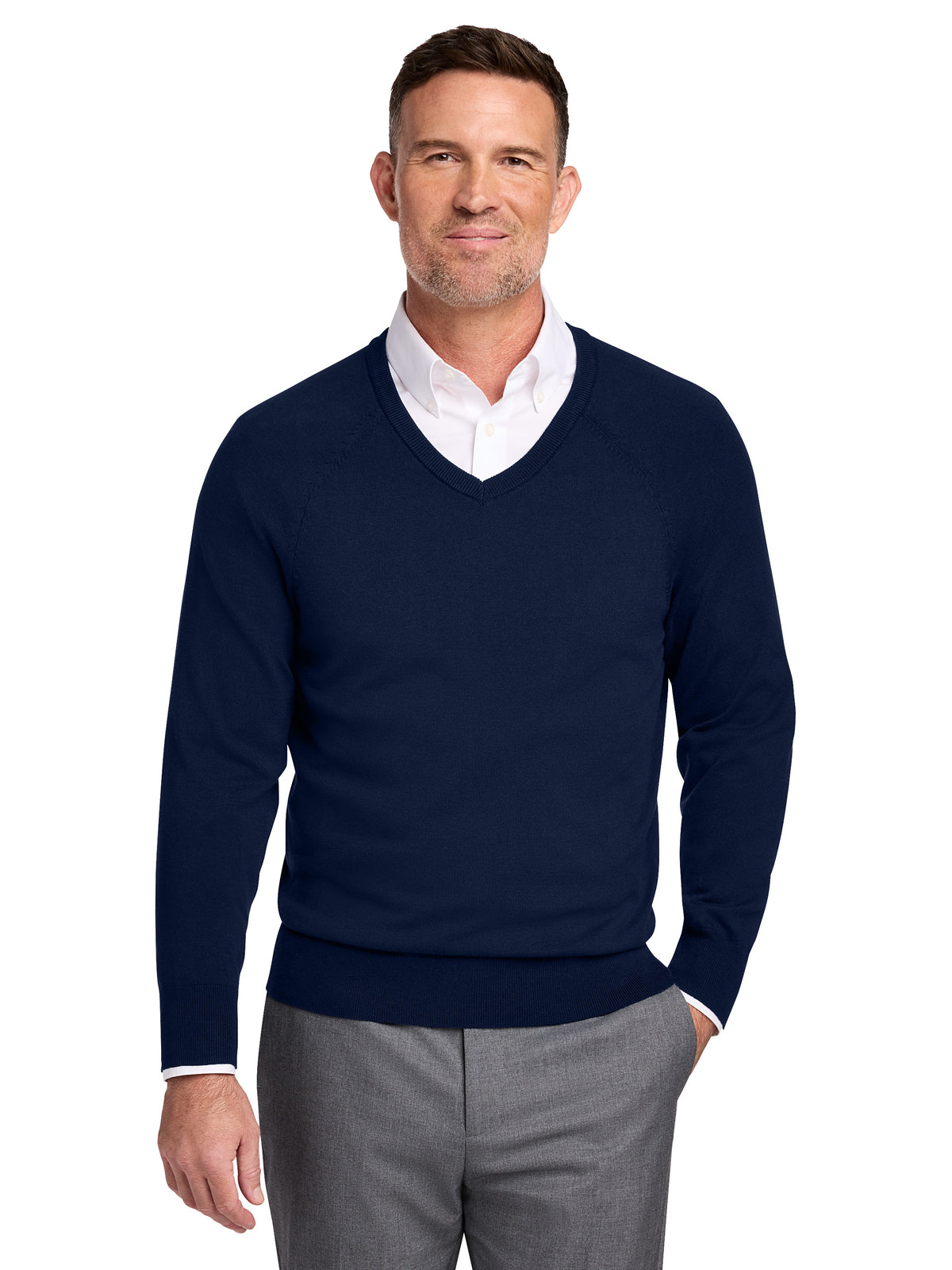 Men's Pocketless V-Neck Sweater - BB18400 - Navy Blazer