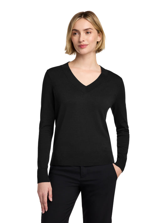 Women's Pocketless V-Neck Sweater - BB18401 - Deep Black
