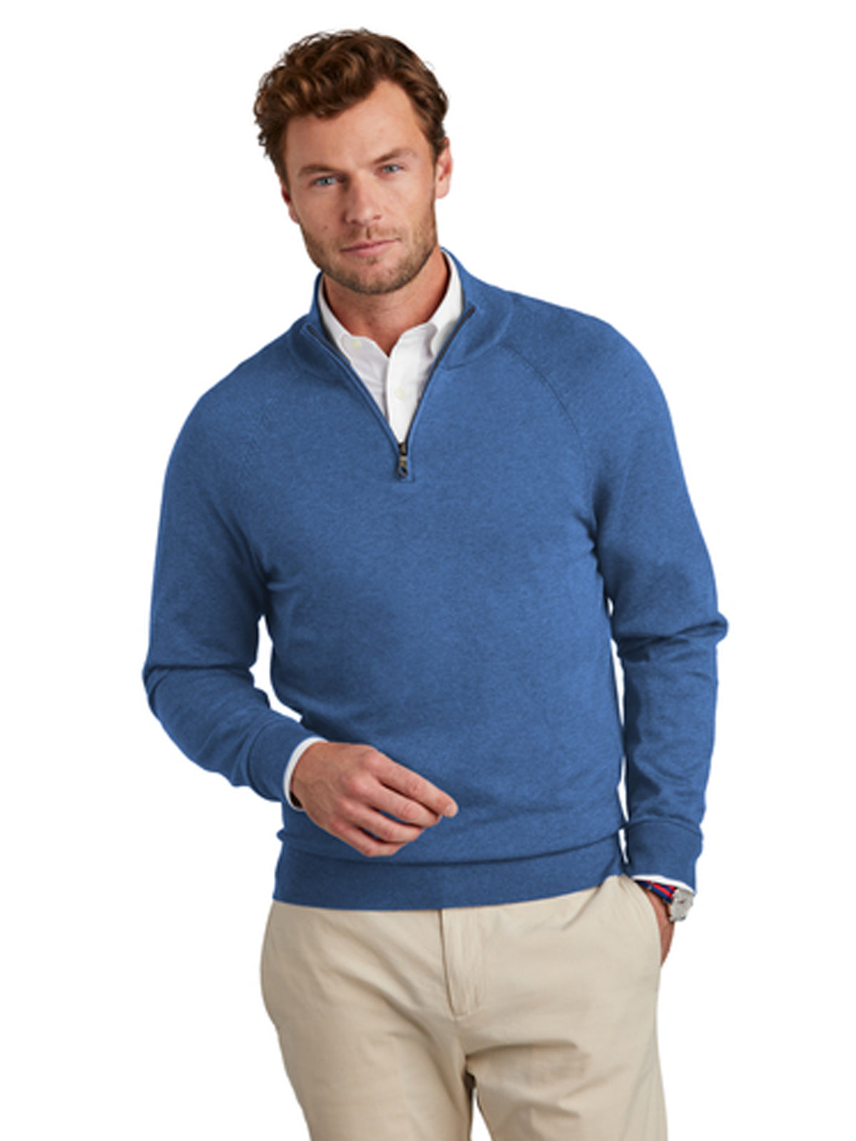 Men's Pocketless 1/4-Zip Sweater - BB18402 - Charter Blue Heather