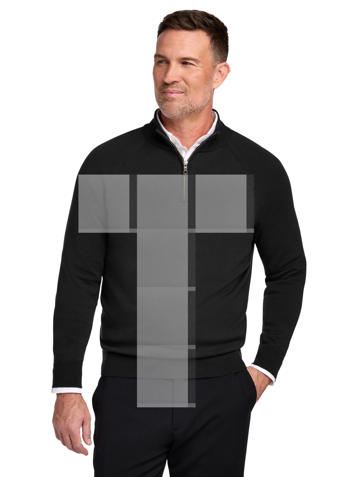 Men's Pocketless 1/4-Zip Sweater - BB18402 - Deep Black