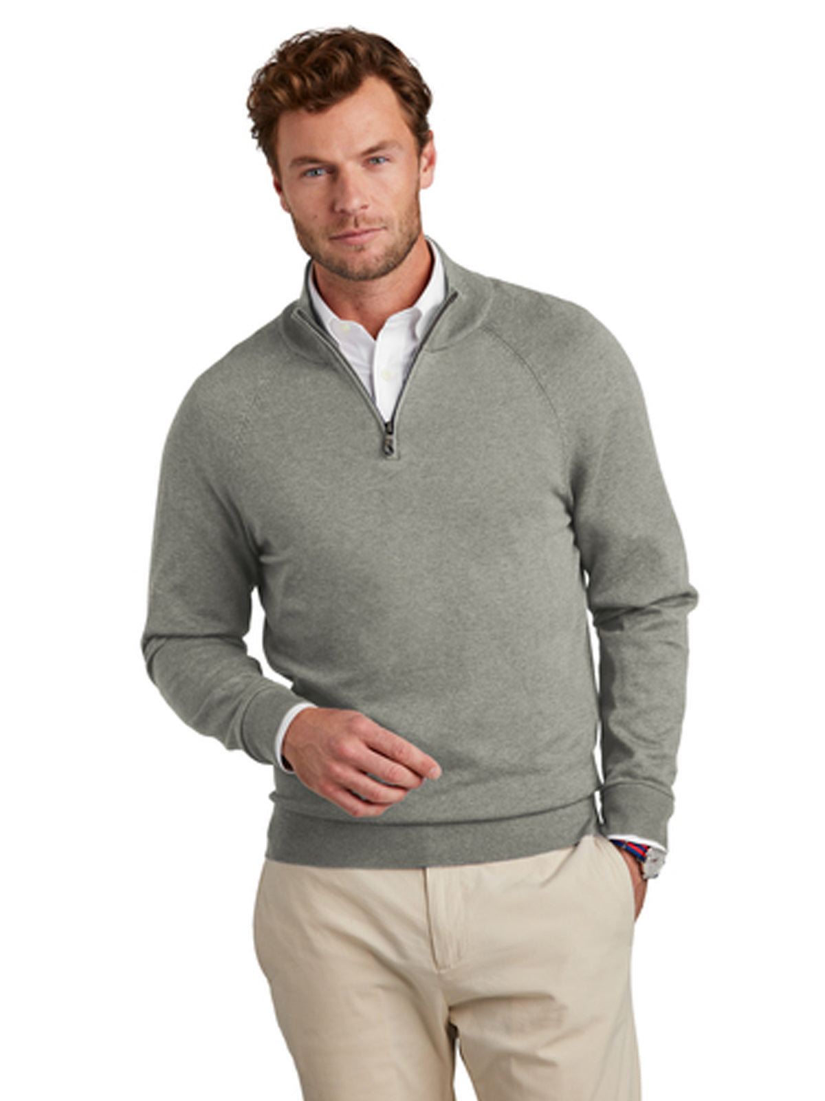 Men's Pocketless 1/4-Zip Sweater - BB18402 - Light Shadow Grey Heather