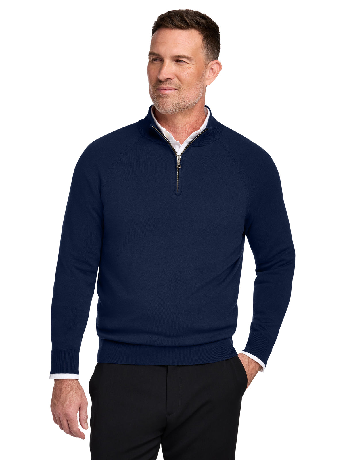 Men's Pocketless 1/4-Zip Sweater - BB18402 - Navy Blazer