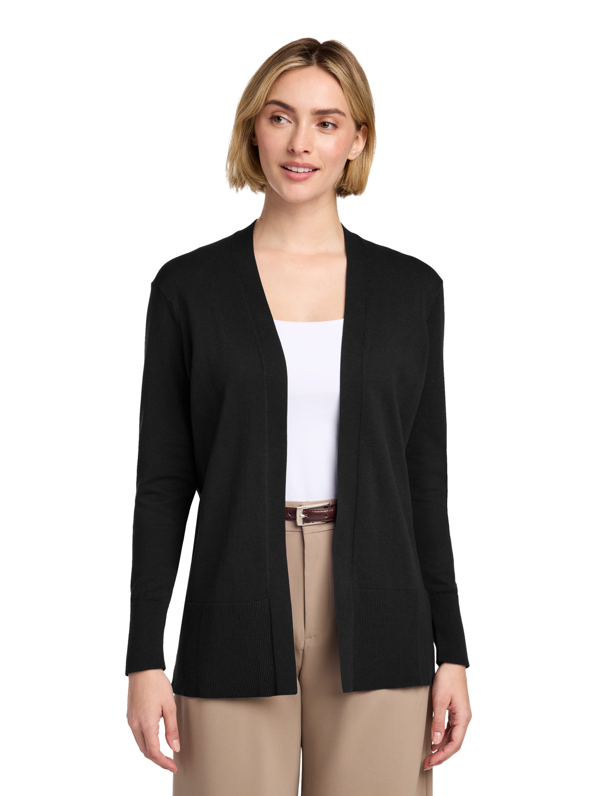 Women's Pocketless Cardigan Sweater - BB18403 - Deep Black