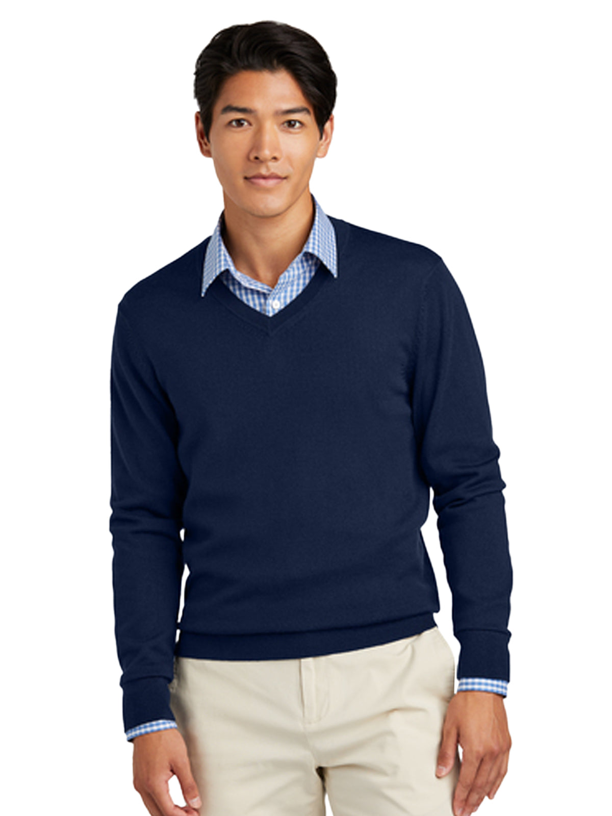 Men's Pocketless Merino V-Neck Sweater - BB18410 - Navy Blazer