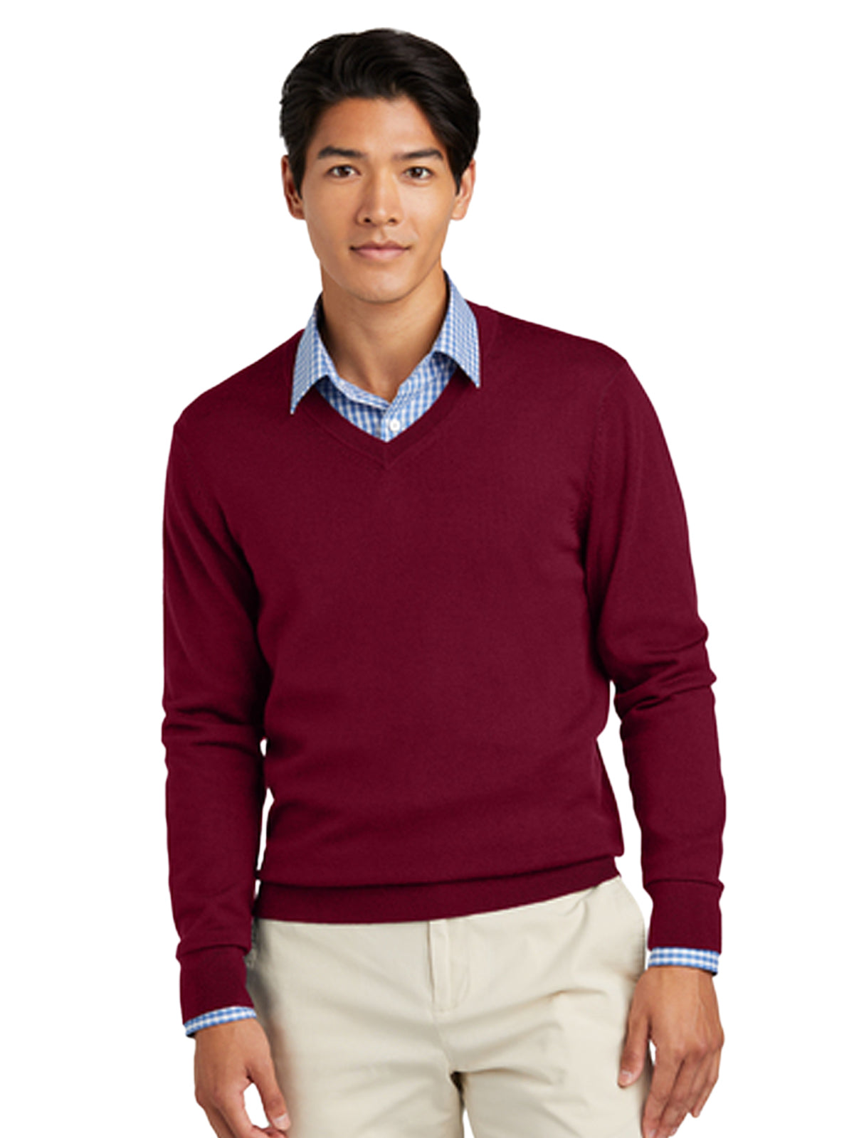 Men's Pocketless Merino V-Neck Sweater - BB18410 - Vintage Port