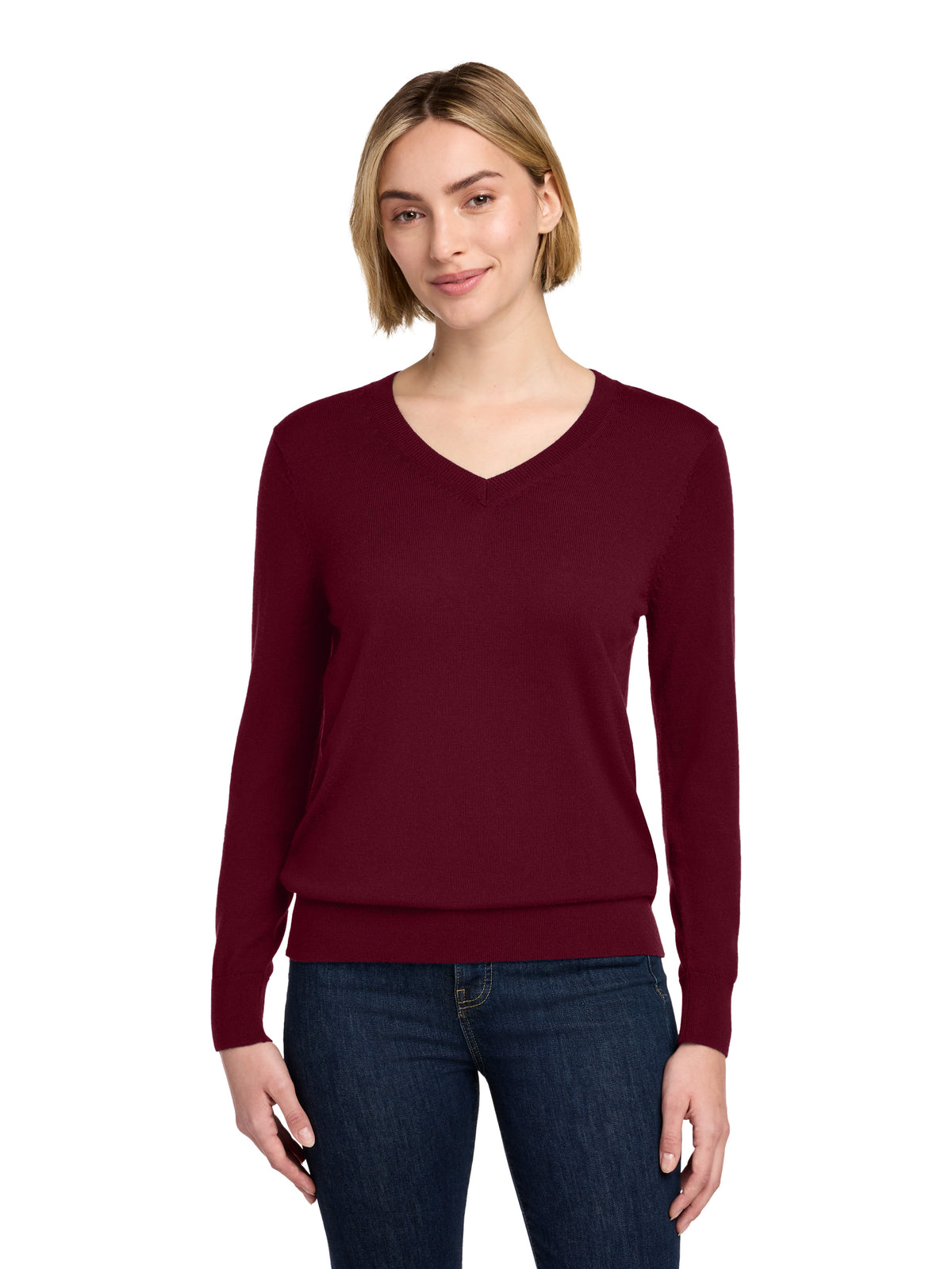 Women's Pocketless Merino Sweater - BB18411 - Vintage Port